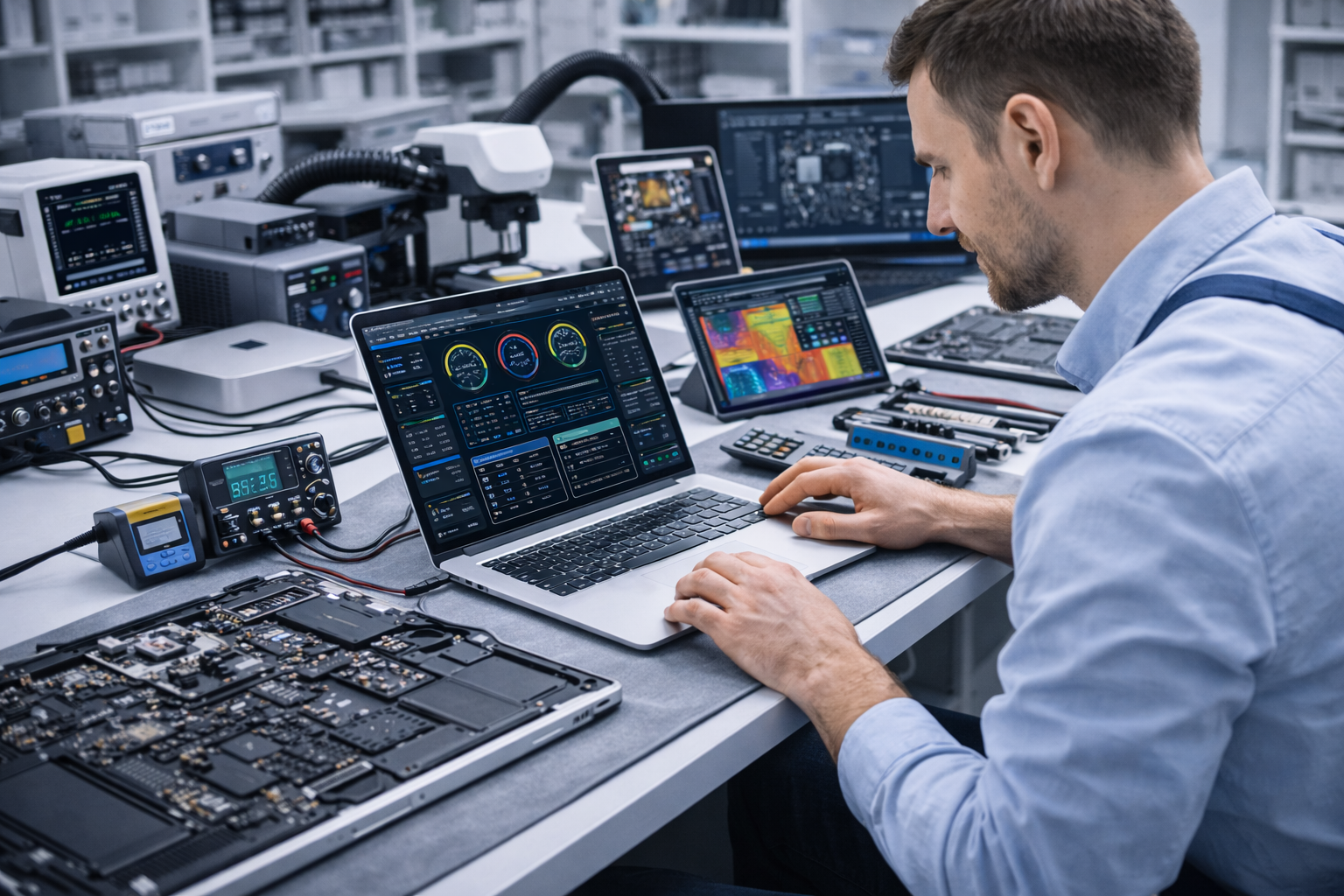 Naprawy Mac, iPhone i iPad bez zgadywania i bez przypadkowych części.